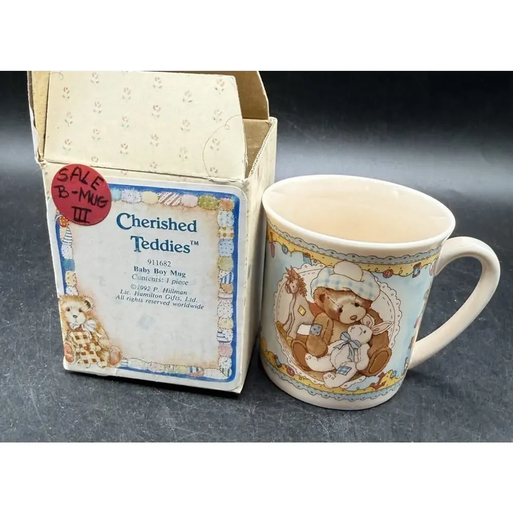 Cherished Teddies 911682 Baby Boy Mug Hamilton Exclusive 1992 Hillman NIB Rare 2